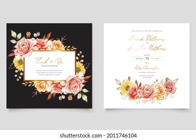 watercolor summer floral invitation card set 
