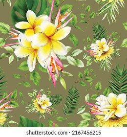 watercolor summer floral seamless pattern