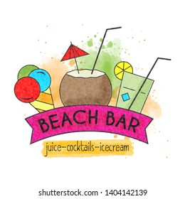 Watercolor summer holiday poster. Summer banner. Vector.