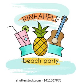 Watercolor summer holiday poster. Summer banner. Vector.