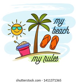 Watercolor summer holiday poster. Summer banner. Vector.