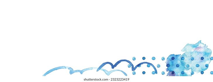 Watercolor. Summer ink vector frame with watercolor touch. Hand drawn watercolor cool summer texture.