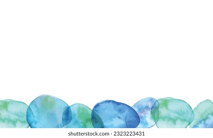 Watercolor. Summer ink vector frame with watercolor touch. Hand drawn watercolor cool summer texture.