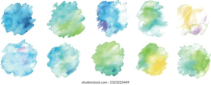 Watercolor. Summer ink vector frame with watercolor touch. Hand drawn watercolor cool summer texture.