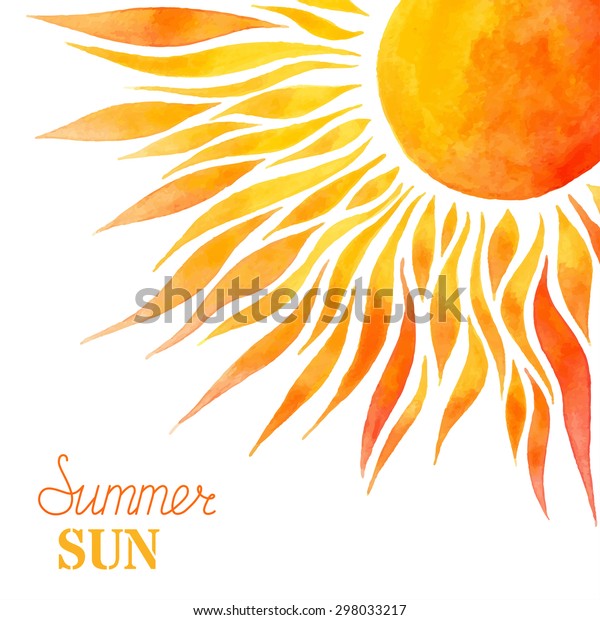 夏の太陽の背景に水色 白い背景に明るい手描きの太陽 テキストの場所があります のベクター画像素材 ロイヤリティフリー