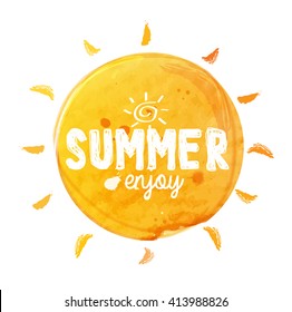 Watercolor summer sun background vector design