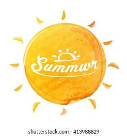 Watercolor summer sun background vector design