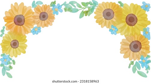 Watercolor. Summer sunflower watercolor illustration with watercolor touch.