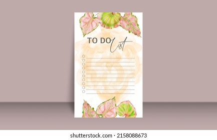 Watercolor Summer Tropical Leaves To Do List Template