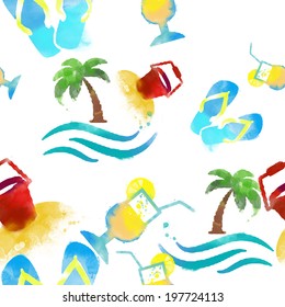 Watercolor summer vector pattern