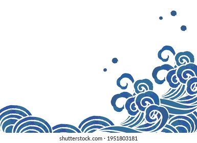 Watercolor summer wave illustration material