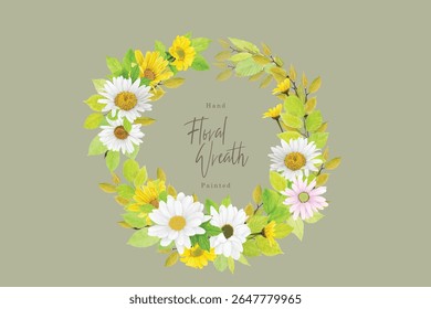 watercolor summer wreath card design
