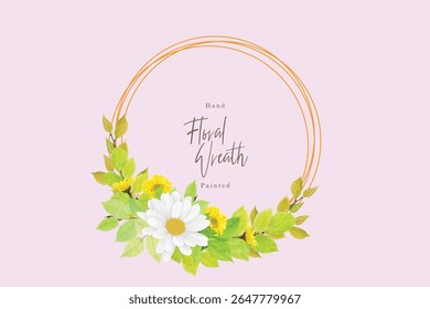 watercolor summer wreath card design