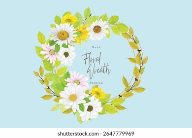 watercolor summer wreath card design