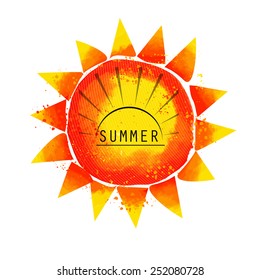 watercolor sun. Vector