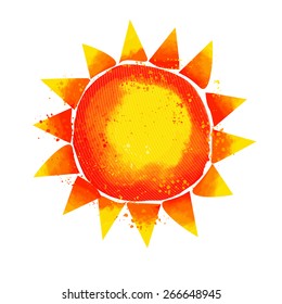 watercolor sun. Vector