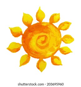 Sol de color de agua, Ilustración vectorial