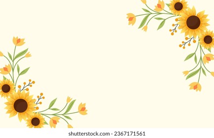 Watercolor sunflower border background vector