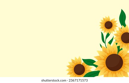 Watercolor sunflower border background vector