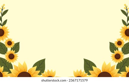 Watercolor sunflower border background vector