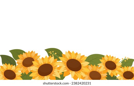Vector de fondo del borde del girasol de color agua