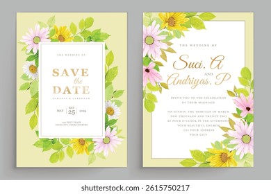 watercolor sunflower frame background design