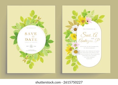 watercolor sunflower frame background design