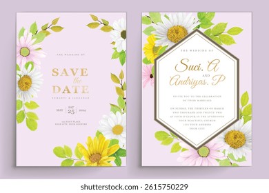 watercolor sunflower frame background design
