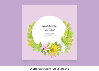 watercolor sunflower frame background design