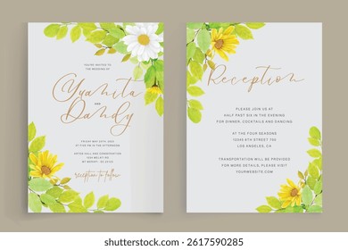 watercolor sunflower frame background design