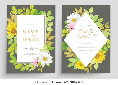 watercolor sunflower frame background design