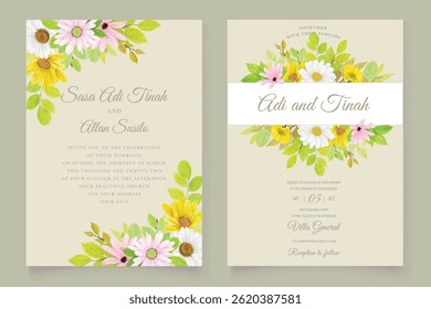 watercolor sunflower frame background design
