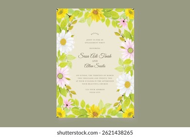 watercolor sunflower frame background design