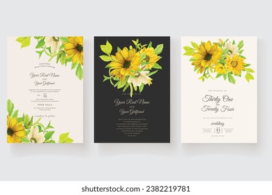 watercolor sunflower greeting design card