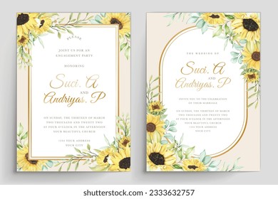 watercolor sunflower invitation card design