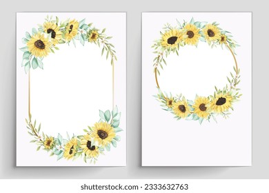 watercolor sunflower invitation card design
