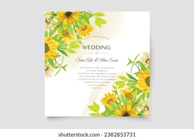 watercolor sunflower invitation card design