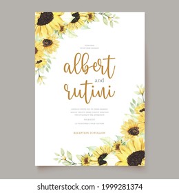watercolor sunflower invitation card set