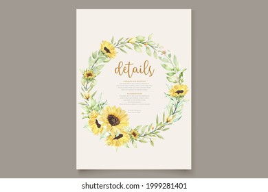 watercolor sunflower invitation card set