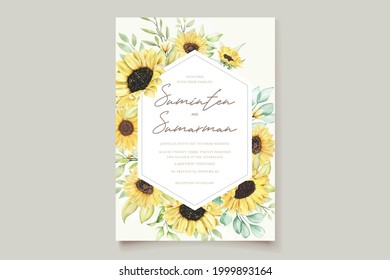 watercolor sunflower invitation card set