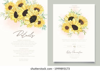 watercolor sunflower invitation card set