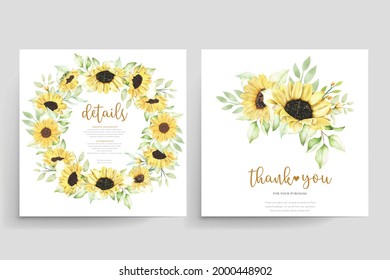 watercolor sunflower invitation card set