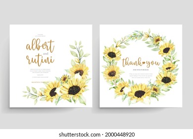 watercolor sunflower invitation card set