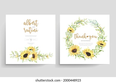 watercolor sunflower invitation card set