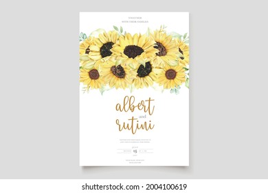 watercolor sunflower invitation card set