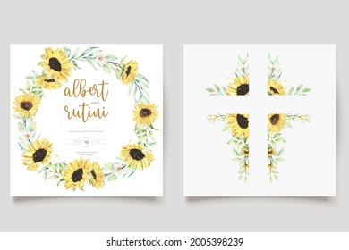 watercolor sunflower invitation card set