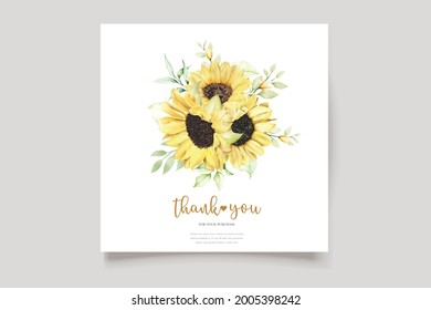 watercolor sunflower invitation card set