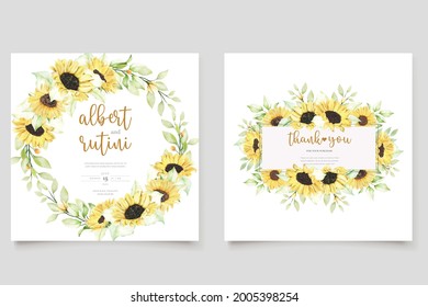 watercolor sunflower invitation card set