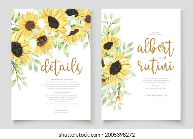 watercolor sunflower invitation card set