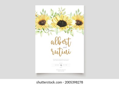 watercolor sunflower invitation card set